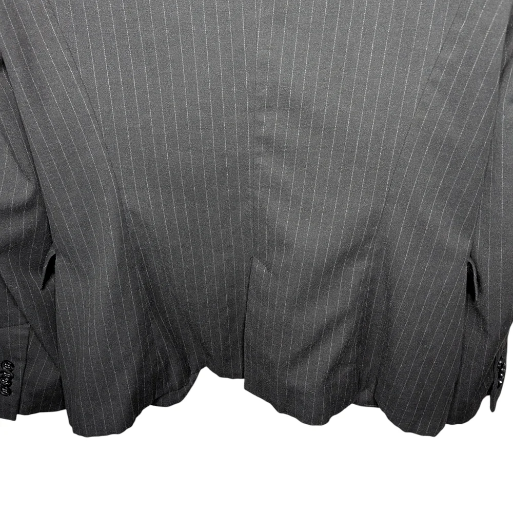 Zara Blazer Women's Large Black Pinstripe Tailored Structured Office Workwear - Picture 10 of 16